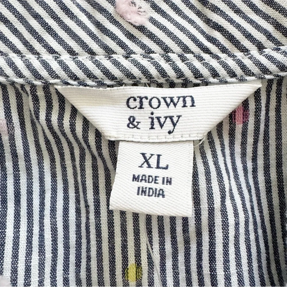 Crown & Ivy Striped Ruffle Neck Sleeveless Top - Size XL - Picture 4 of 7